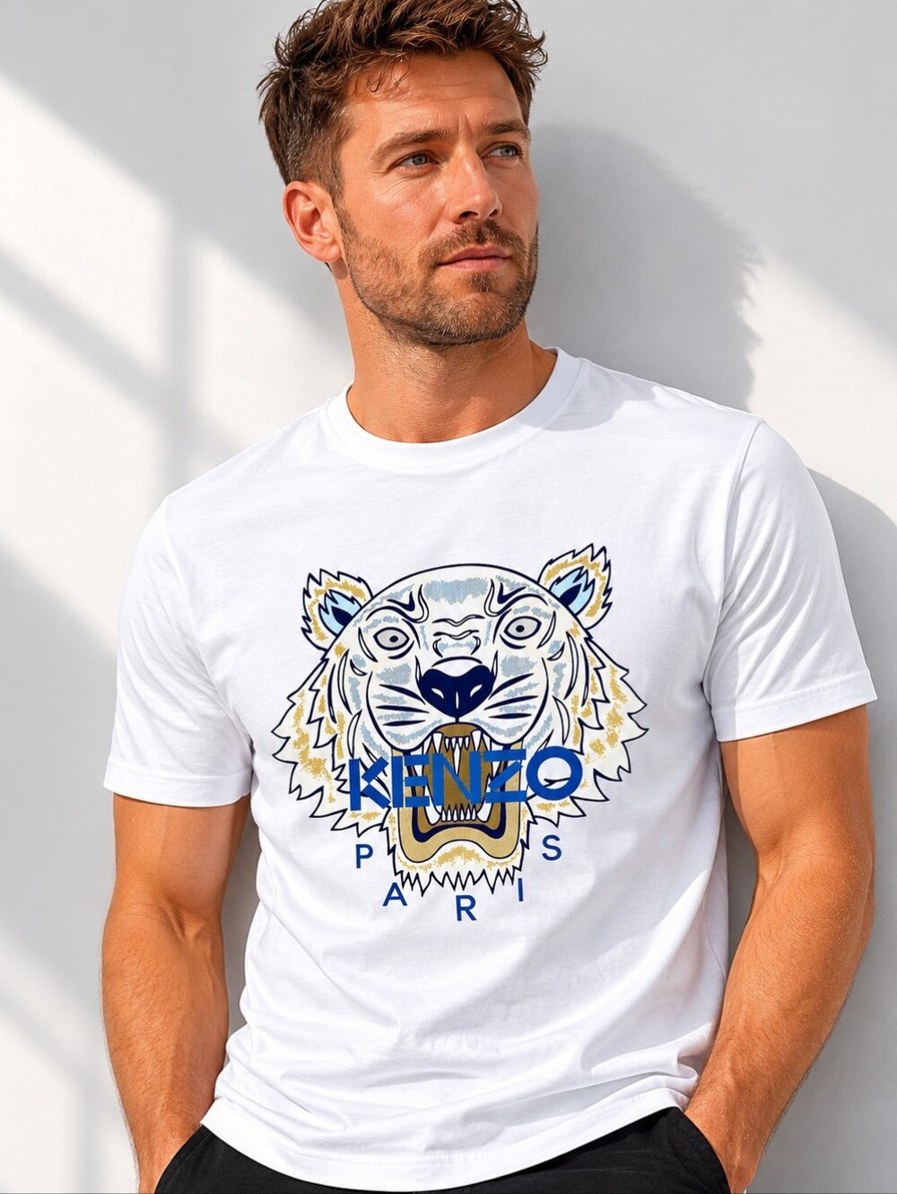 Kenzo Paris Tiger Graphic White Tee Men's M